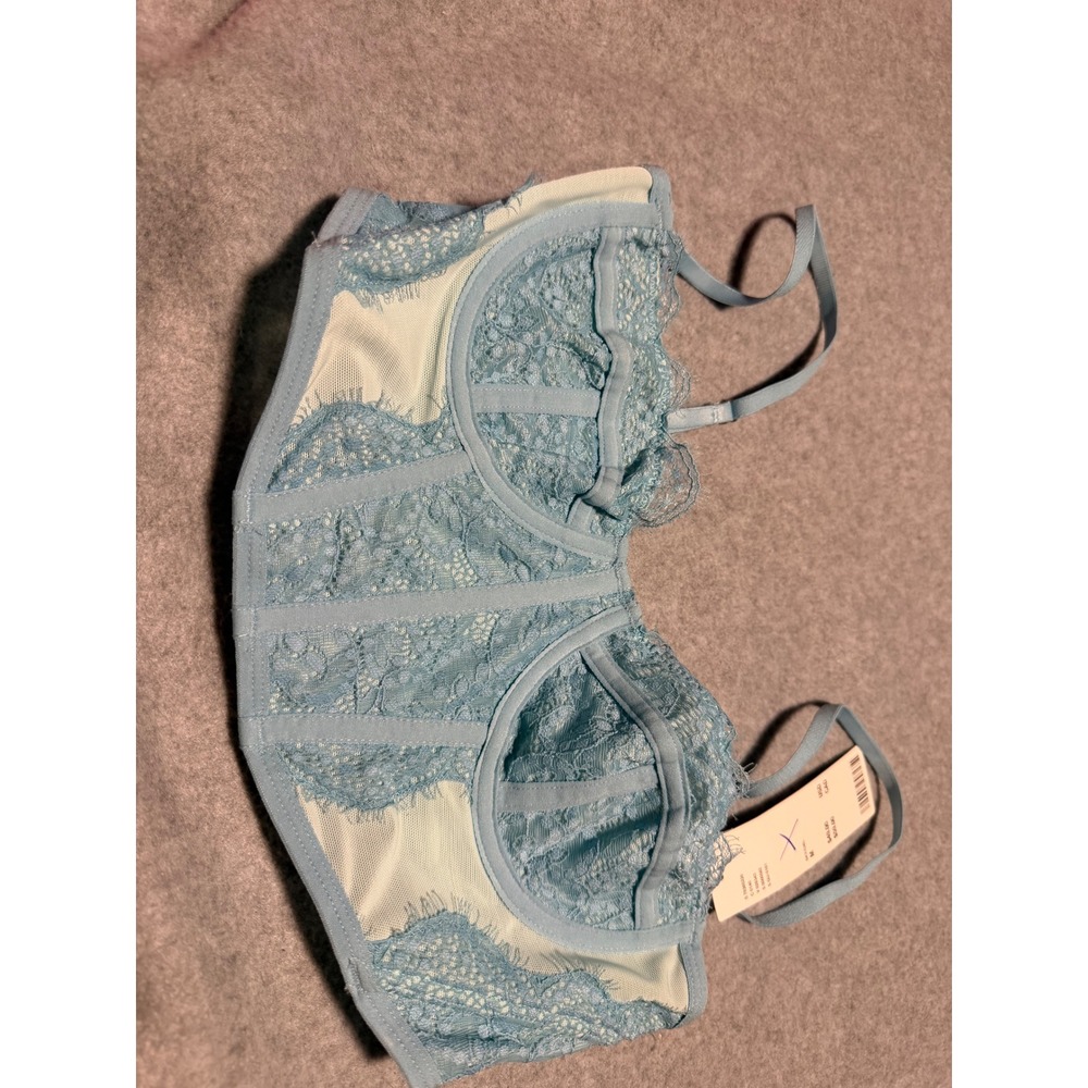 Urban Outfitters Out From Under Blue Lace Corset Top Underwire Bustier M